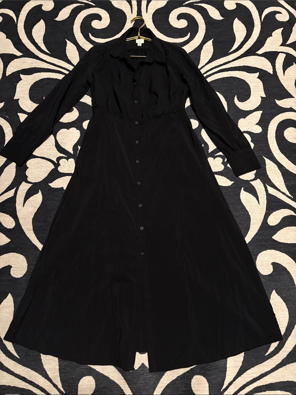 a new day Black Button-Front Long Sleeve Midi Dress